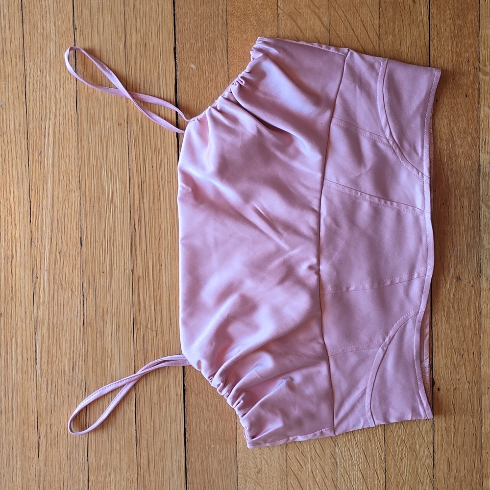 NWOT, Zara, Blush Pink, Satin Corset Crop Top, Size M